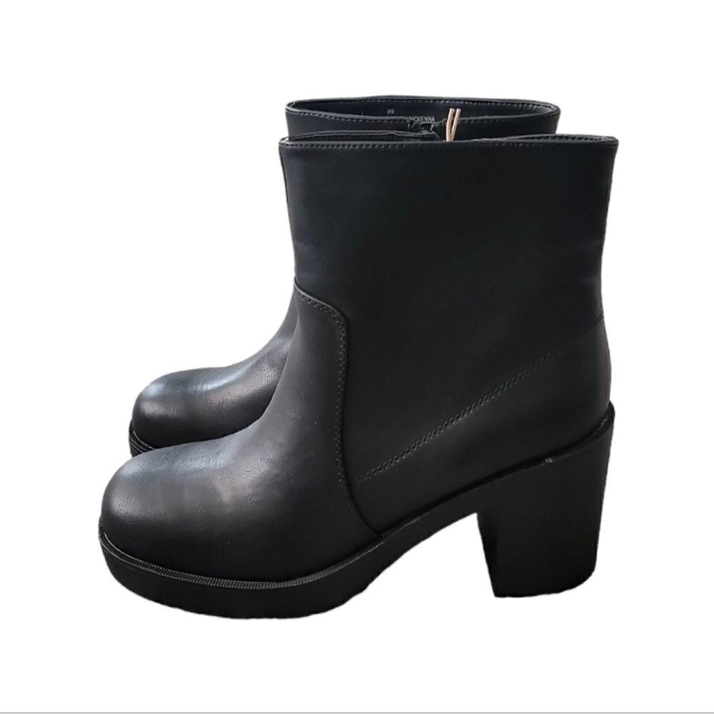 MIA Black Faux Leather Ankle Platform Boots Size 8.5M NWT